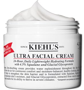 Kiehl's Ultra Facial Cream Moisturizer, Daily Lightweight Face Cream Hydrates Skin, Lotion with Pro-Ceramides, Provides Lasting Hydration and Moisture Surge, For All Skin Types, Fragrance Free