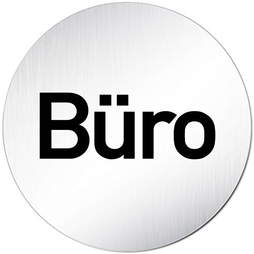 Türschilder24 XXL Türschild • Ø 100 mm rund • Schild Büro • aus veredeltem Aluminium Vollmaterial • geschliffene Edelstahloptik • 100% Made in Germany
