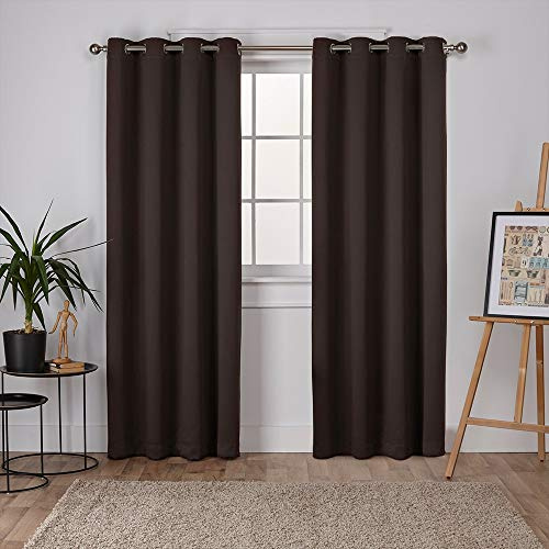 Exclusive Home Curtains Sateen Woven Blackout Grommet Top Panel Pair, Espresso, 52x96, 2 Piece