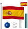 tectake® Mástil Bandera Altura Ajustable, Mástil Aluminio Altura Máx 6,25 m, Asta Bandera con Casquillo para Suelo, Mástil Bandera Exterior con Cuerda de Izado, Montaje Rápido, Incl. Bandera España