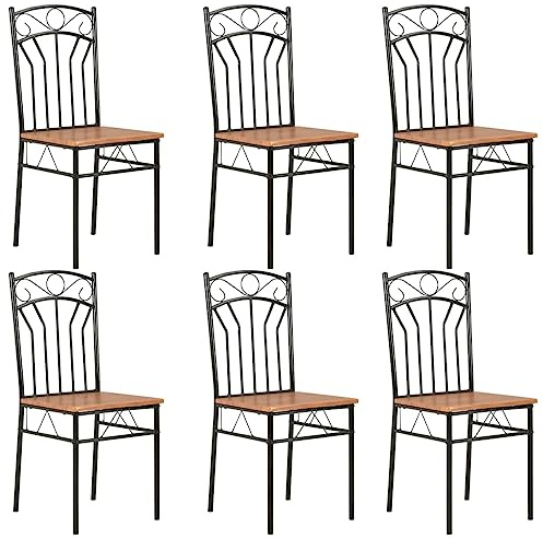 vidaXL 6X Sedie per Sala da Pranzo Robuste Stile Vintage Industriale Eleganti Lisce Arredi Seggiole Sala Cucina Telaio in Acciaio Marroni in MDF
