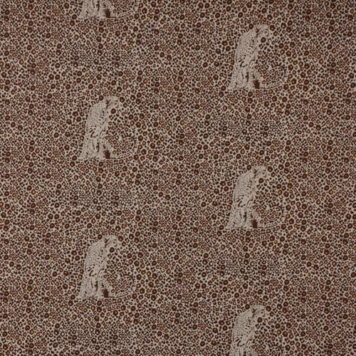 SCHÖNER LEBEN. Dekostoff Halbpanama Leinenlook Leoparden Natur braun 1,40m Breite