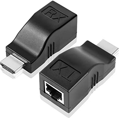 YAODHAOD Extendeur RJ45 HDMI 1.4,sur câble Simple Ethernet LAN RJ45 CAT5E CAT6 - Distance d'application jusqu'à 30 m,pour HDTV Hdpc PS4 STB 4K 2K,Nécessite un câble en cuivre pur Cat 5e/6/6e