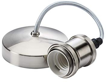 Knightsbridge 6 Inch E27 Vintage Pendant Set in Brushed Chrome