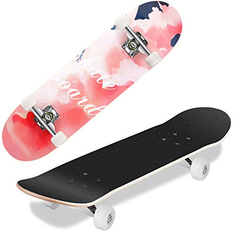 Hikole Completo Skateboard para Principiantes, Adolescentes, Niñas, Niños, Tabla de Crucero de 80 x 20 cm, Patineta Cóncava de Arce Canadiense de 7 Capas, Rodamiento ABEC-7