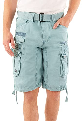 Geographical Norway Panoramique Men - Bermuda Homme Casual Coton - Short Hommes Sport Cargo - Bermudas Respirant Chino - Shorts Court A Ceinture - Coupe Normale Confortable (Bleu Ciel XL)
