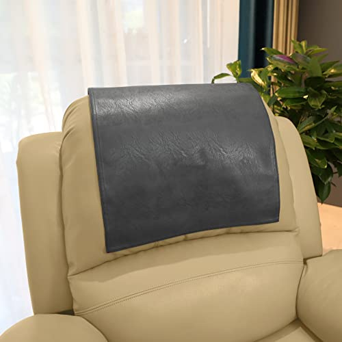 Kopfstützenbezug für Möbel, Kunstleder, Kopfstützenschutz für Rückenlehnen, Vinyl-Kopfschutz, für Sofa, Theatersitzbezug für Zuhause und Büro, 43,2 x 68,9 cm, Dunkelgrau
