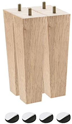 sourcing map Furniture Legs, 8 Inch(200mm) Set of 4 Square Solid Wood Couch Legs Feet Chair Table Feet Sofa Support Replacement Parts, Light Brown