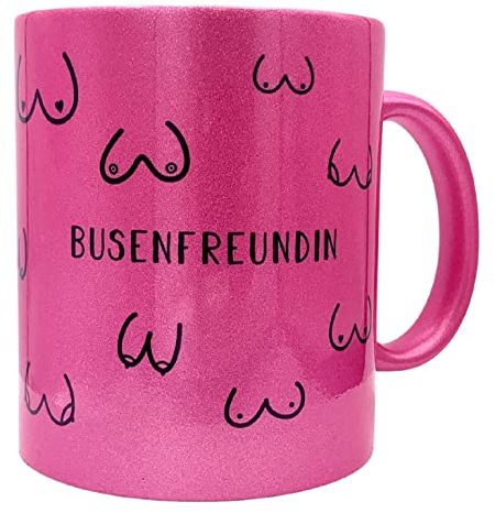 Lustige Kaffee-Tasse Busenfreundin, BFF Geschenk, Geburtstagsgeschenk, Geschenkidee, Geschenk Frauen, beste Freundin, Tasse Brüste Boobs Doodle, spülmaschinenfest (Pink)