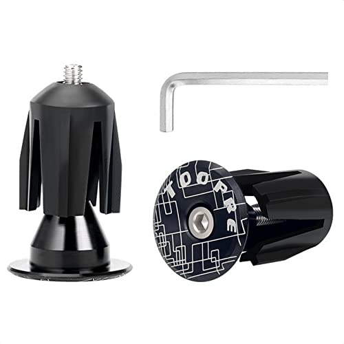 KIEVODE 2 Set of Handlebar End Plugs with the Included Installation Tool, Suitable for Most Bicycles - Expanding Adjustable Aluminum Bar End Caps in Black for Road, Mountain, BMX, and MTB Bikes