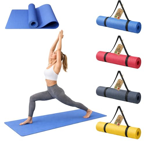 Tappetino Yoga Antiscivolo AKITAink - 175x60 cm, Spessore 4mm ad Alta Densita Materassino, Allenamento Fitness, Custodia Inclusa, Ideale per Yoga, Pilates, Palestra e Ginnastica, vari Colori