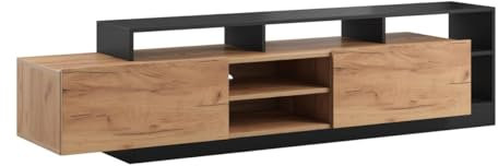 Vente-unique-Mobile TV 2 ante e 6 nicchie con LED le chiaro e Antracite - IDESIA