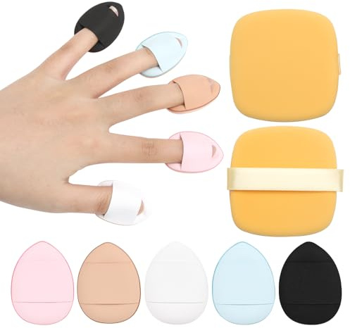5 Stück Finger Puderquaste, 2 Stück Schwämmchen Powder Puff, Make-up-Set für Foundation, Concealer, Kosmetik, Mineralpuder, Nass-Trocken-Make-up-Werkzeug