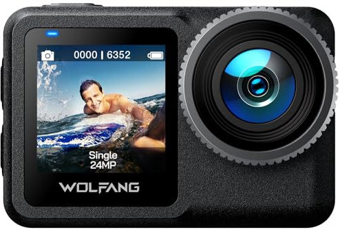 WOLFANG Action Camera GA440 Native 4K 60FPS 24MP, 40M Waterproof Underwater Camera, 2.2” Big Touchscreen, 5G WiFi Transmission, EIS, Internal 1650mAh Battery and 64GB Storage, Accessories Kit