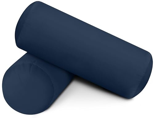 Utopia Bedding Pillow Roll (Pack of 2), 15 x 40 cm (6” x 16”) Support Pillow, Hollowfibre Bolster Cushion (Navy)