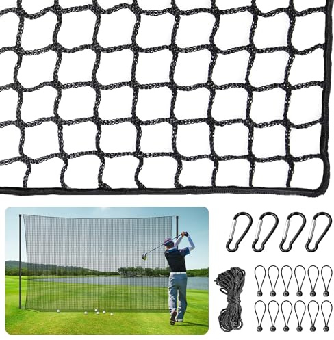 ORIENGEAR 10x10ft/10x15ft Golf Practice Hitting Polyester Net with Rope and Buckle, Driving Nets for Golf, Hockey, Baseball and More Sports, Suitable for Backyard, Garden and Indoor Use