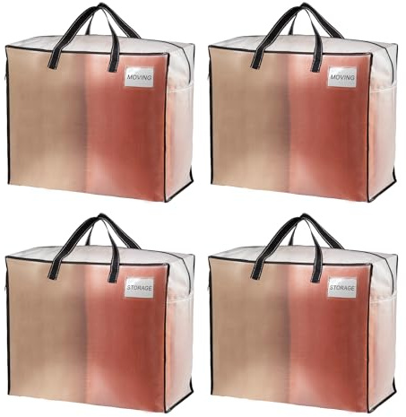 VENO Confezione da 4 sacchetti grandi da 84 l, per riporre piumini, king size, per lo spostamento, per biancheria da letto, scatole per biancheria, vestiti, piumini, cuscini, trapunte, coperte