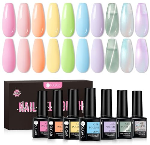 UR SUGAR UV Nagellack Pastell, 10 Farben Gel Nagellack Rosa Set Frühling Soak-Off UV Farbgel Pearl Effect, Nageldesign Farbgel für Gelnägel Gellack für Anfänger Maniküre Geschenk