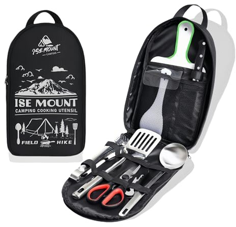 9-Piece Camping Kitchen Set with Multifunctional Cutlery Organizer, Storage Bag, and Gift for Men