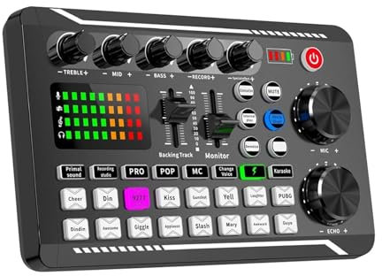 Controlador de DJ Kit mezclador de micrófono con tarjeta de sonido de sintonización multifuncional F998, mezclador de grabación aud-io, consola mezcladora aud-io, amplificador for teléfono y PC(Sound