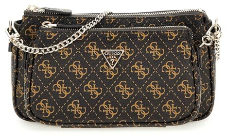 GUESS Noelle II Double Pouch Crossbody Bag Brown Logo