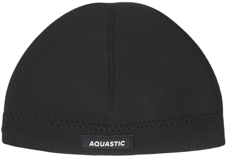 AQUASTIC Berretto in Neoprene Winstick Beanie Nero in Neoprene da 3 mm con Gancio per Il Fissaggio ai Vestiti, Leggero e Comodo, Protegge dal Freddo, Impermeabile, Massima Tenuta