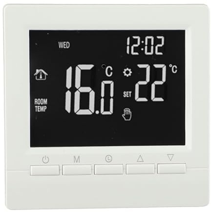 FACAIIO Programmable Digital Boiler Thermostat with LCD Display, Wired Room Temperature Controller, 110-230V, 7-Day Heating Schedule, Child Lock and Anti-Freeze Protection, White