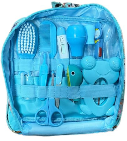 Kit per toelettatura per bambini, Kit sanitario e per toelettatura per bambini Aspiratore nasale Tagliaunghie Set di spazzole per capelli Cura della pulizia quotidiana del neonato 13 pezzi/set, Stile