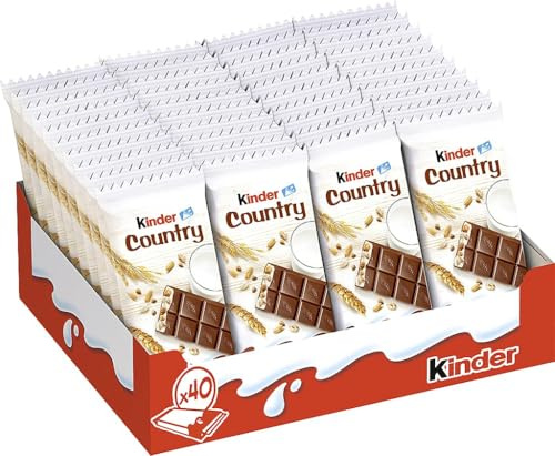 kinder Country - Sondergröße mit 40 Einzelriegeln, Schokoriegel aus Vollmilchschokolade mit gerösteten Cerealien und einer Füllung aus feiner Milchcreme