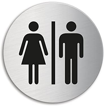 Door Sign Toilet Women Men Ø 75 mm Stainless Steel self-adhesive No.8471