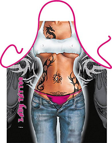 Sexy Grillschürze ! Top Scherzartikel zum Geburtstag, für Partys, Karneval,…: Lady Tattoo !! GRATIS Urkunde dabei !!