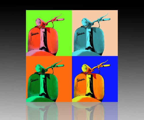 Bild auf Leinwand  Kunstdruck Street Art - Vespa Popart (div. Größen) Bild fertig auf Keilrahmen Graffiti like Banksy Art Gemälde Kunstdrucke, Wandbilder Kölner (50x50cm)