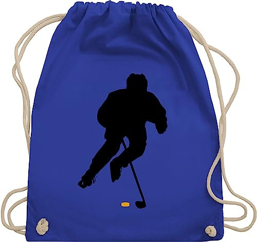 Turnbeutel Rucksack - Eishockey Spieler - Unisize - Royalblau - eishockey-fanartikel kinderturnbeutel hockey beutel icehockey geschenk sport tasche kinder 25. geburtstag stoffbeutel geschenke mit