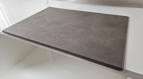 Gewinkelte Schreibtischunterlage mit Kantenschutz Nubuk Leder 60 x 38 Grau