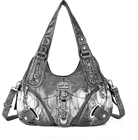 Angel Kiss Hobo börsen und Handtaschen für Damen Satchel Handtasche Frauen börsen GroÃŸ Täglich Schultertasche, WeiÃŸ (Smoky Grey), Large