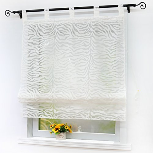 Joyswahl Raffrollo Ausbrenner Raffgardinen mit Schlaufen Lea Schlaufenrollo BxH 80x140cm Weiß 1er Pack