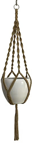 Hanpo 4 Beine natürliches Hanfseil, Makramee-Pflanzenaufhänger, Hängekörbe, 121,9 cm für 25,4–30,5 cm Topf (Hellbraun-Hanf)