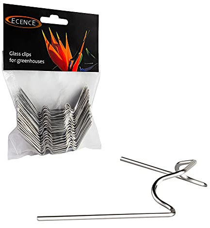 ECENCE 200 Morsetti per serra in acciaio inox zincato, Clip per Serre, Clip di fissaggio resistenti alle intemperie per serre in vetro e pannelli alveolari (95mm x 35mm)