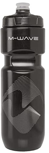 M-Wave PBO 750 Trinkflasche, Sportflasche, Fahrradflasche, Getränkeflasche, 750ml, großes Mundstück, Griffmulden, Kunststoff, schwarz