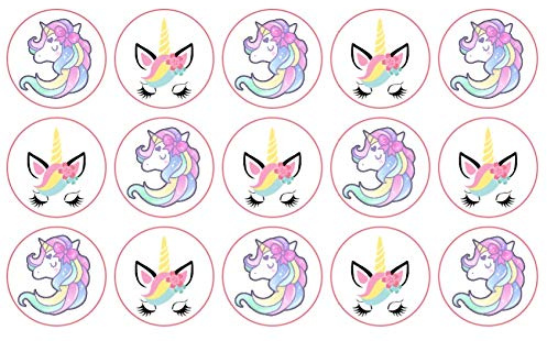 24 x 1.5 inch cupcake toppers unicorn edible icing