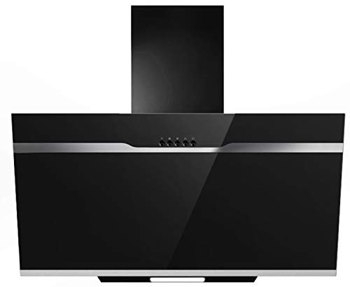 PKM Dunstabzugshaube DSH60-BL Glas schwarz Kopffreihaube LED 60cm Schräghaube