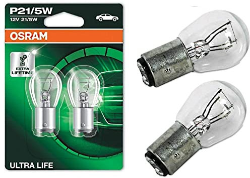 2x Osram Ultra Life P21/5W 12V BAY15d 7528ULT-02B Weiß High Tech Ersatz Halogen Birne für Parklicht Rückfahrlicht Bremslicht Hecklicht Blinker E-geprüft