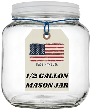 Half Gallon Glass Large Mason Jar Wide Mouth with Airtight Metal Lid - 1/2 Gallon Mason Jars - BPA-Free Glass Jar with Lid - Dishwasher Safe- By Kitchentoolz - Made in USA