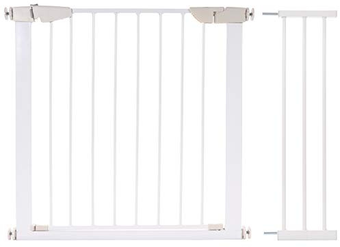 KIDIMAX Treppenschutzgitter 75-104 cm, ohne Bohren, Türschutzgitter für Kinder, Hunde und Katzen, mit Auto-Close & Keep-Open Funktion, Treppengitter weiß