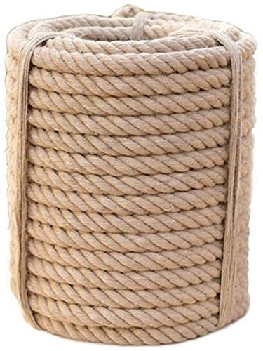 JHNEA Corda di iuta naturale, 35 mm di spessore, corda di canapa ad alta resistenza, corda di iuta intrecciata in sisal, per arrampicata, paesaggistica, decorazioni, tiro alla fune o generale, 25 m _