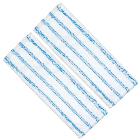 Okaei 2 Stück Wischmopp Bezug (50 cm) - Premium Bodenwischer-Wischbezug aus Microfaser mit weichen Borsten - Bezug Ideal Geeignet für Grundreinigungen von Ebenen bis Leicht Unebenen Böden - Weiß/Blau