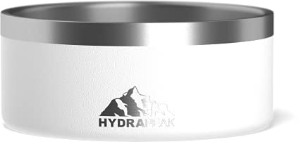 Hydrapeak Dog Bowl, Non-Slip Stainless Steel Water and Food Dish, 4 Cup (White)