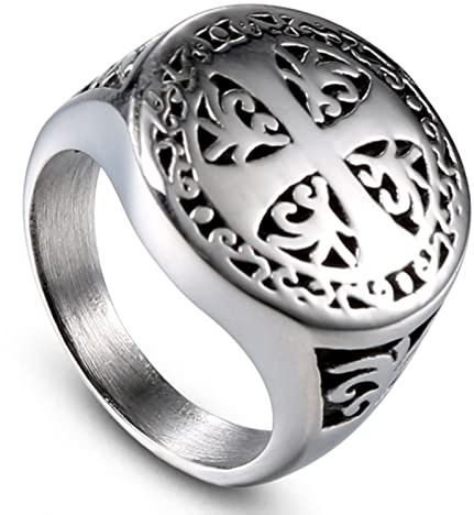 HCMA Caballeros Templarios Luck Cross Crusader Hombres Anillo Sello Punk Rock Hip Hop Titanio Acero Inoxidable Anillo Masculino Biker Joyería Regalo