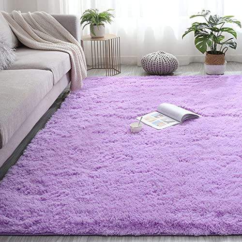 CHBIN Shaggy 80x120cm Hochflor Teppich Nachahmung Wolle Teppich Fellteppich Faux Lammfell Flauschig für Esszimmer oder und Die Küche Cafe Lounge Sofas Usw, Lila