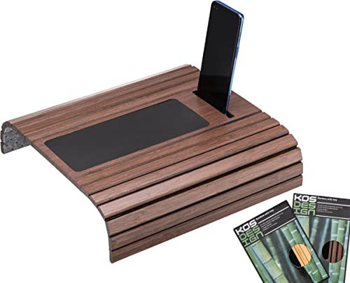 Bambus Sofatablett für die Armlehne- Anti-Rutsch, Flexibler Sofatisch für alle Armlehnen- Langlebiger Couchtisch mit einem eleganten Design, natürliche Farbe, passt zu jedem Interieur- Sofa Tablett